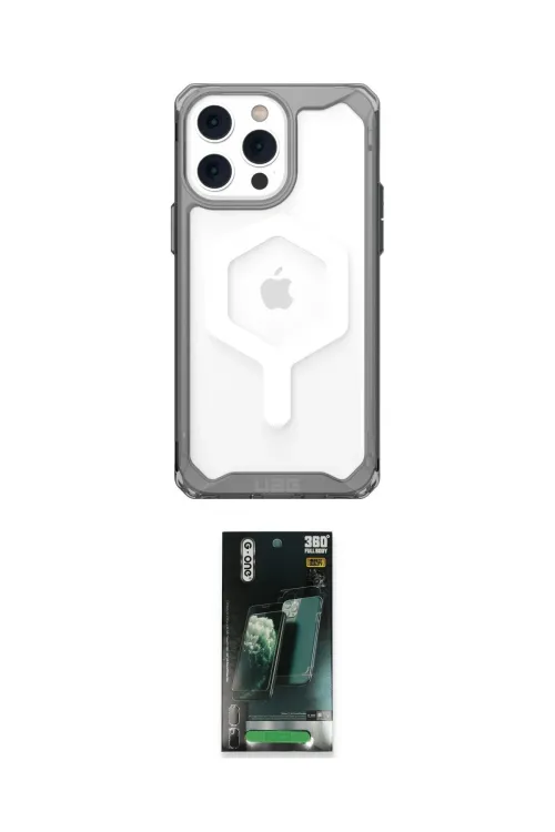 ieg™ iPhone 14 Pro Kılıf Kutup Doku Prime - Siyah 360 Mat Full Body Arka Koruyucu