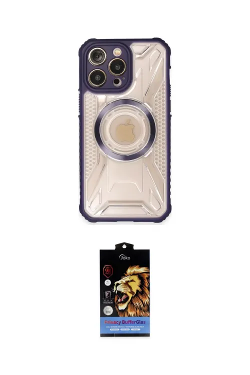ieg™ iPhone 14 Pro Kılıf Kutup Modern - Siyah Buffer Hayalet Cam Ekran Koruyucu