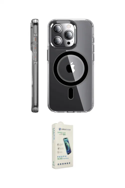 ieg™ iPhone 14 Pro Kılıf Nova Doku - Şeffaf Pasifik Cam Ekran Koruyucu