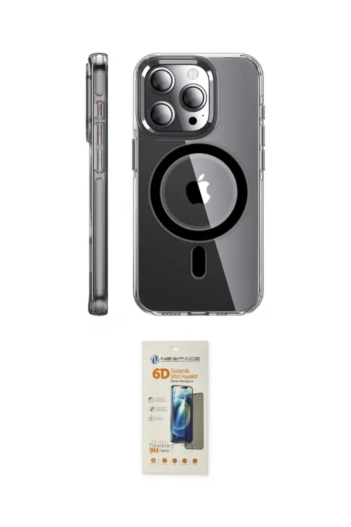 ieg™ iPhone 14 Pro Kılıf Nova Doku - Siyah 6D Mat Seramik Hayalet Nano Ekran Koruyucu