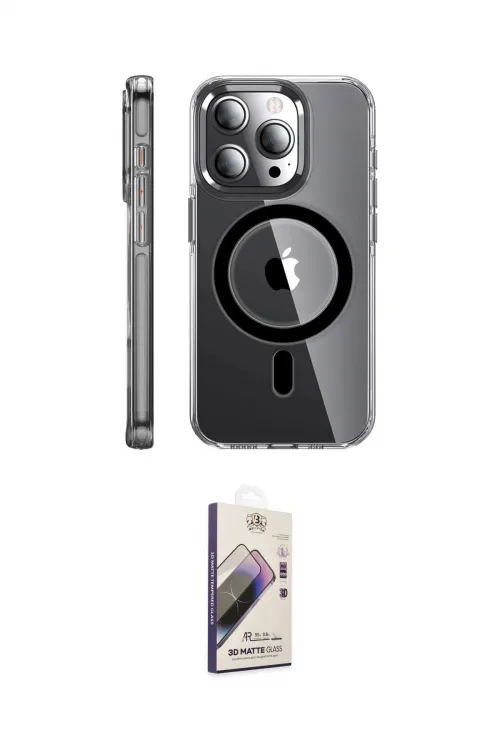 ieg™ iPhone 14 Pro Kılıf Nova Doku - Siyah Bilvis 3D Mat Cam Ekran Koruyucu