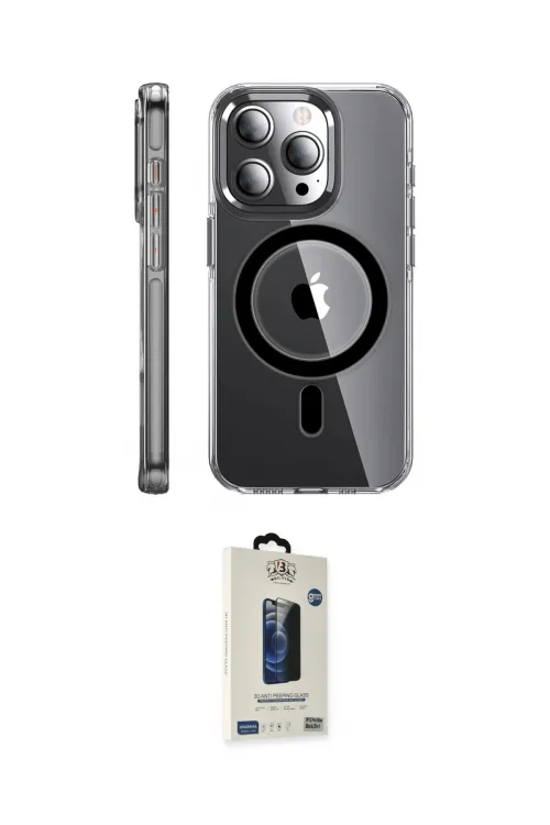 ieg™ iPhone 14 Pro Kılıf Nova Doku - Siyah Bilvis Hayalet Cam Ekran Koruyucu
