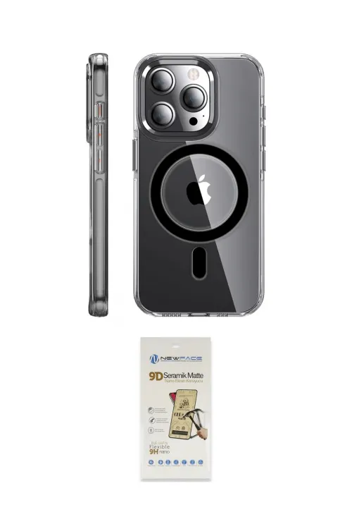ieg™ iPhone 14 Pro Kılıf Nova Doku - Siyah Mat Seramik Nano Ekran Koruyucu