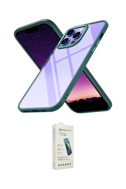 ieg™ iPhone 14 Pro Kılıf Nova Işık Serisi - Şeffaf Pasifik Cam Ekran Koruyucu
