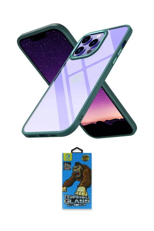 ieg™ iPhone 14 Pro Kılıf Nova Işık Serisi - Siyah 18D Cam Ekran Koruyucu