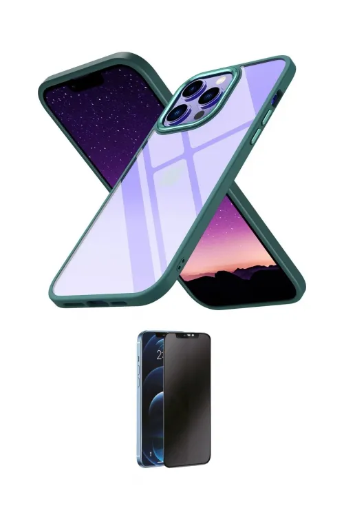 ieg™ iPhone 14 Pro Kılıf Nova Işık Serisi - Siyah 3D Antistatik Hayalet Cam Ekran Koruyucu