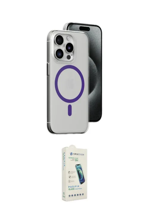 ieg™ iPhone 14 Pro Kılıf Odak Form Özel Seri - Şeffaf Pasifik Cam Ekran Koruyucu