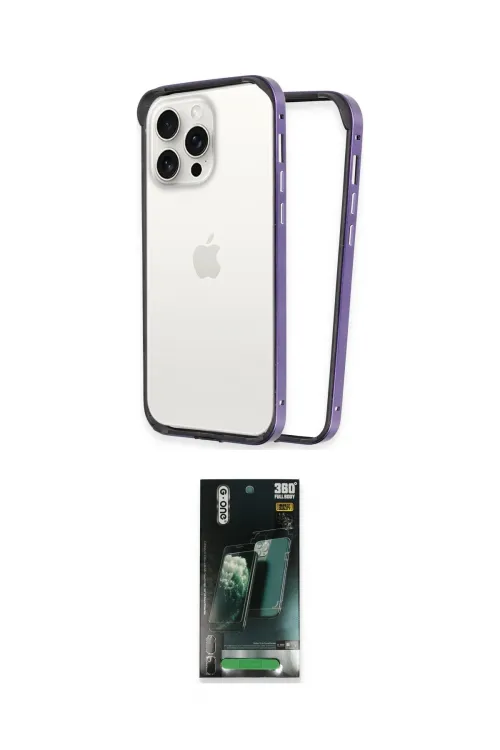 ieg™ iPhone 14 Pro Kılıf Pusula Asil Koleksiyonu - Siyah 360 Mat Full Body Arka Koruyucu