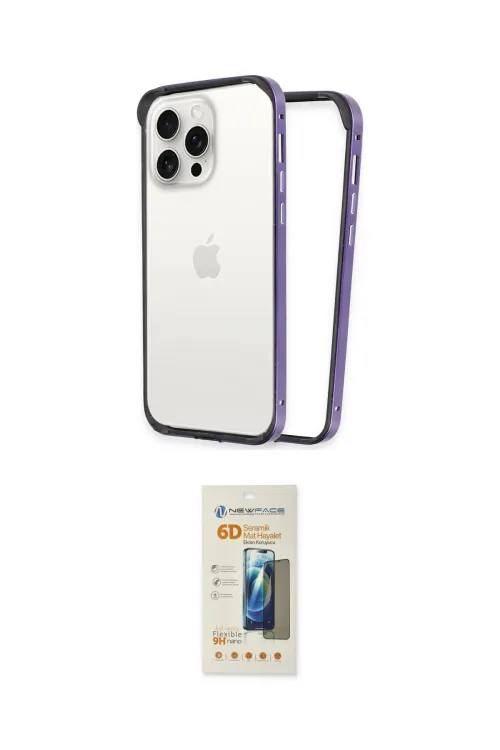 ieg™ iPhone 14 Pro Kılıf Pusula Asil Koleksiyonu - Siyah 6D Mat Seramik Hayalet Nano Ekran Koruyucu