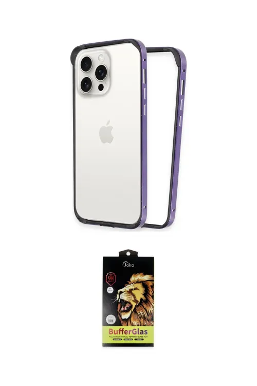 ieg™ iPhone 14 Pro Kılıf Pusula Asil Koleksiyonu - Siyah Buffer Cam Ekran Koruyucu