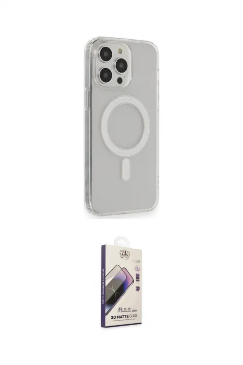 ieg™ iPhone 14 Pro Kılıf Pusula Çizgi Koleksiyonu - Siyah Bilvis 3D Mat Cam Ekran Koruyucu