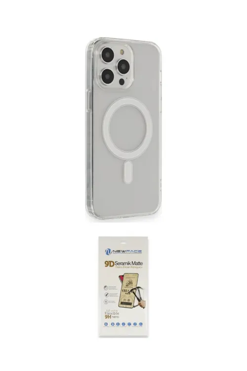 ieg™ iPhone 14 Pro Kılıf Pusula Çizgi Koleksiyonu - Siyah Mat Seramik Nano Ekran Koruyucu