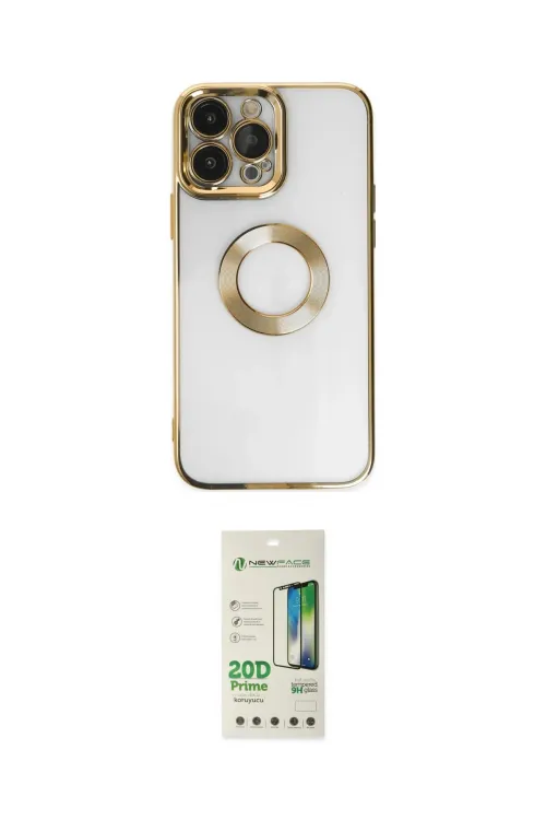ieg™ iPhone 14 Pro Kılıf Pusula Form - Siyah 20D Premium Cam Ekran Koruyucu