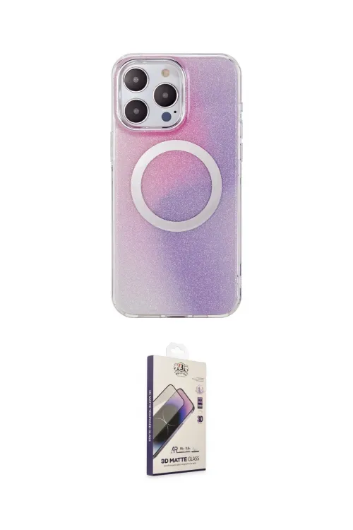 ieg™ iPhone 14 Pro Kılıf Pusula Form - Siyah Bilvis 3D Mat Cam Ekran Koruyucu