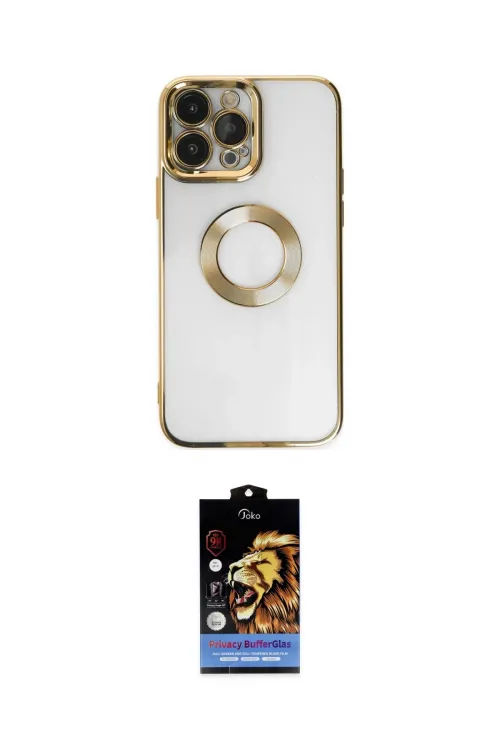 ieg™ iPhone 14 Pro Kılıf Pusula Form - Siyah Buffer Hayalet Cam Ekran Koruyucu