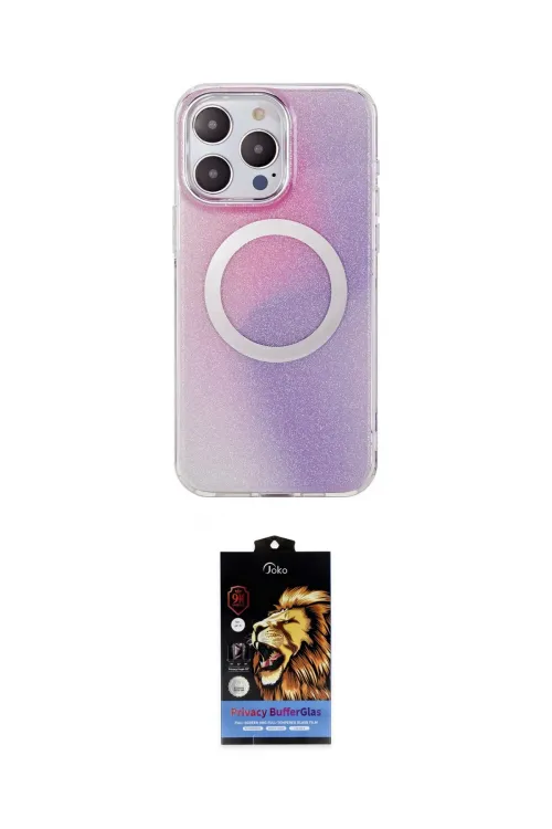 ieg™ iPhone 14 Pro Kılıf Pusula Form - Siyah Buffer Hayalet Cam Ekran Koruyucu