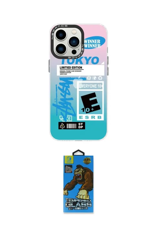 ieg™ iPhone 14 Pro Kılıf Siluet Çizgi Koleksiyonu - Siyah 18D Cam Ekran Koruyucu