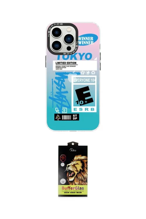 ieg™ iPhone 14 Pro Kılıf Siluet Çizgi Koleksiyonu - Siyah Buffer Cam Ekran Koruyucu