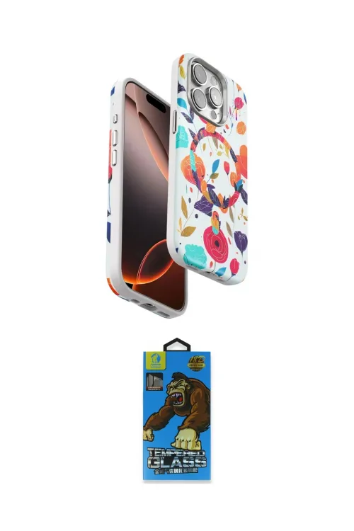 ieg™ iPhone 14 Pro Kılıf Siluet Doku - Siyah 18D Cam Ekran Koruyucu