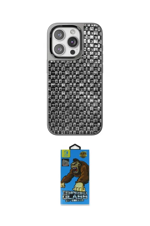 ieg™ iPhone 14 Pro Kılıf Siluet Form Serisi - Siyah 18D Cam Ekran Koruyucu