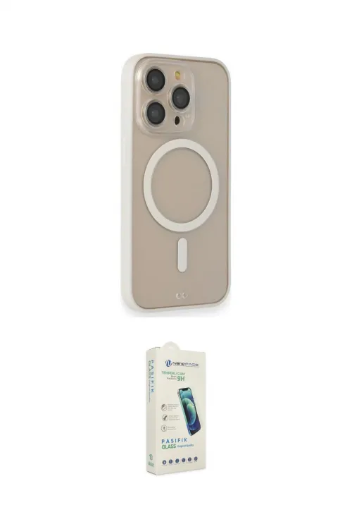 ieg™ iPhone 14 Pro Kılıf Siluet Işık Koleksiyonu - Şeffaf Pasifik Cam Ekran Koruyucu
