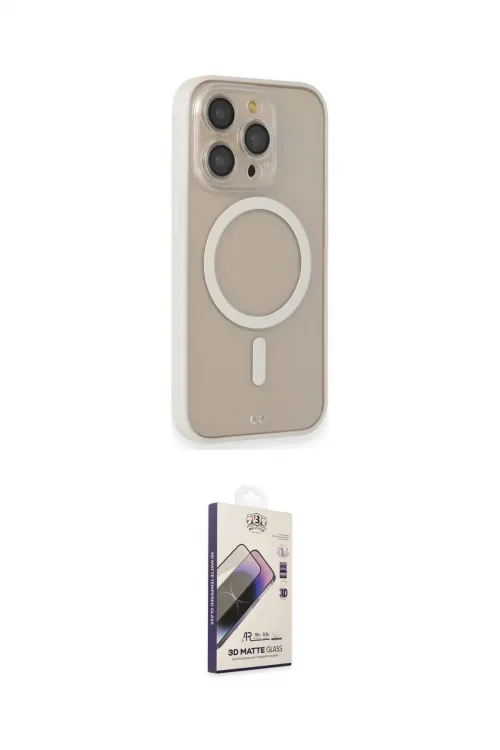 ieg™ iPhone 14 Pro Kılıf Siluet Işık Koleksiyonu - Siyah Bilvis 3D Mat Cam Ekran Koruyucu
