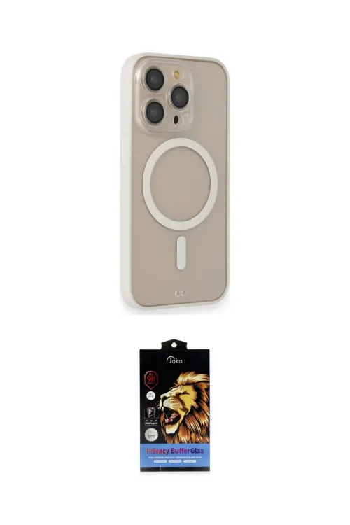 ieg™ iPhone 14 Pro Kılıf Siluet Işık Koleksiyonu - Siyah Buffer Hayalet Cam Ekran Koruyucu