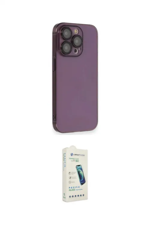 ieg™ iPhone 14 Pro Kılıf Siluet Minimal Özel Seri - Şeffaf Pasifik Cam Ekran Koruyucu