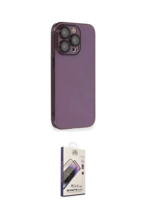 ieg™ iPhone 14 Pro Kılıf Siluet Minimal Özel Seri - Siyah Bilvis 3D Mat Cam Ekran Koruyucu