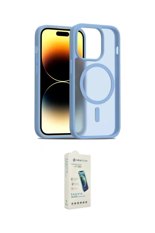ieg™ iPhone 14 Pro Kılıf Siluet Minimal Prime - Şeffaf Pasifik Cam Ekran Koruyucu