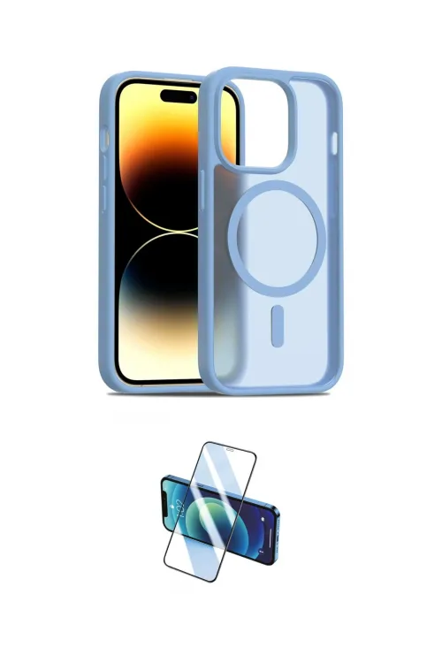 ieg™ iPhone 14 Pro Kılıf Siluet Minimal Prime - Siyah 3D Antistatik Cam Ekran Koruyucu