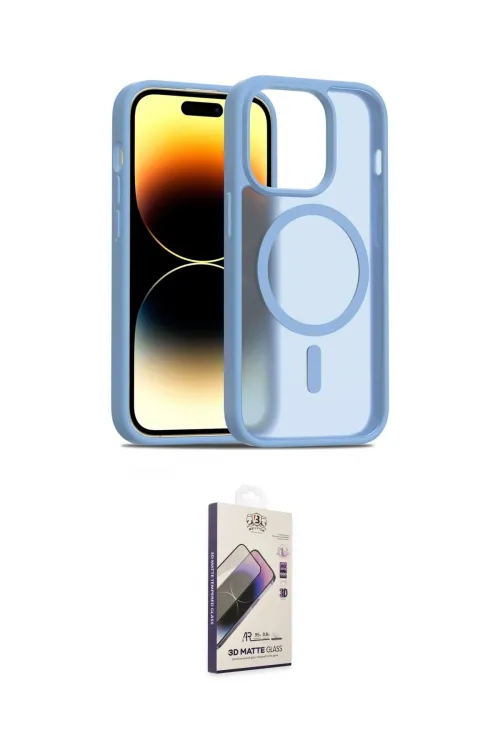 ieg™ iPhone 14 Pro Kılıf Siluet Minimal Prime - Siyah Bilvis 3D Mat Cam Ekran Koruyucu