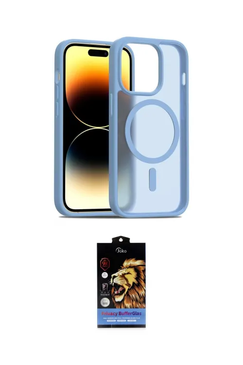 ieg™ iPhone 14 Pro Kılıf Siluet Minimal Prime - Siyah Buffer Hayalet Cam Ekran Koruyucu