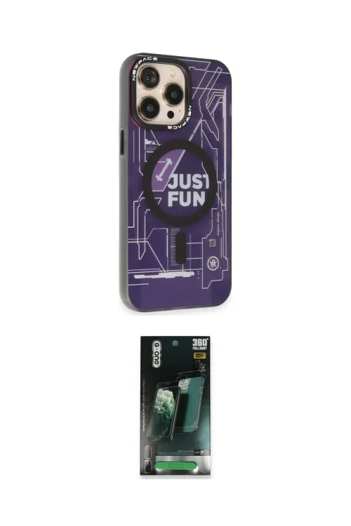 ieg™ iPhone 14 Pro Kılıf Siluet Modern Koleksiyonu - Siyah 360 Mat Full Body Arka Koruyucu