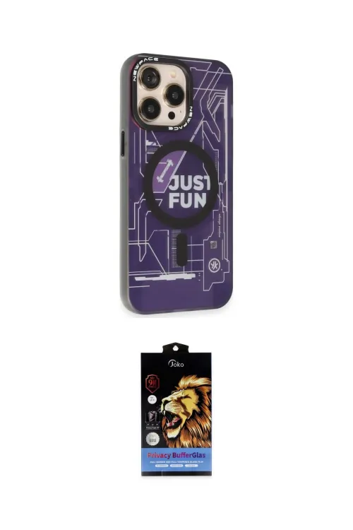 ieg™ iPhone 14 Pro Kılıf Siluet Modern Koleksiyonu - Siyah Buffer Hayalet Cam Ekran Koruyucu