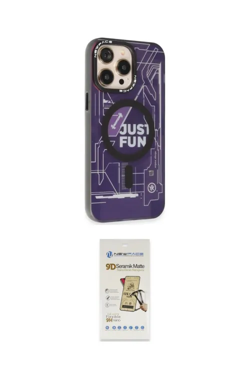 ieg™ iPhone 14 Pro Kılıf Siluet Modern Koleksiyonu - Siyah Mat Seramik Nano Ekran Koruyucu