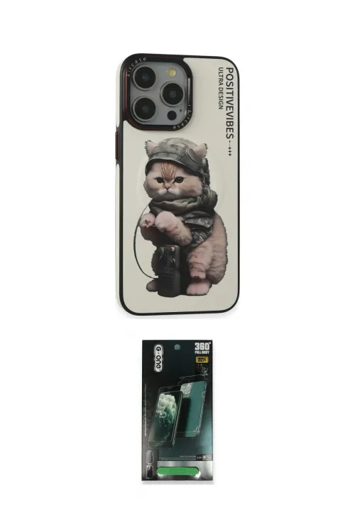 ieg™ iPhone 14 Pro Kılıf Siluet Modern Özel Seri - Siyah 360 Mat Full Body Arka Koruyucu