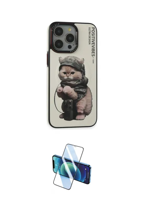 ieg™ iPhone 14 Pro Kılıf Siluet Modern Özel Seri - Siyah 3D Antistatik Cam Ekran Koruyucu