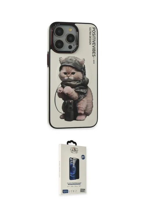 ieg™ iPhone 14 Pro Kılıf Siluet Modern Özel Seri - Siyah Bilvis Hayalet Cam Ekran Koruyucu