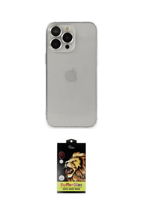 ieg™ iPhone 14 Pro Kılıf Ufuk Minimal Özel Seri - Siyah Buffer Cam Ekran Koruyucu