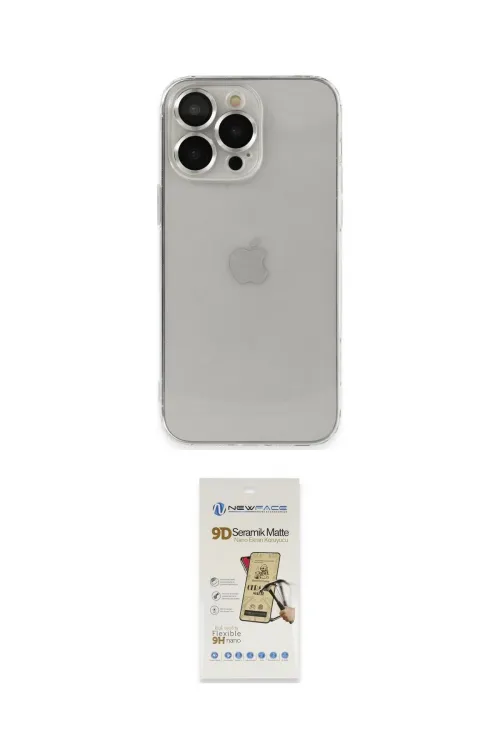 ieg™ iPhone 14 Pro Kılıf Ufuk Minimal Özel Seri - Siyah Mat Seramik Nano Ekran Koruyucu