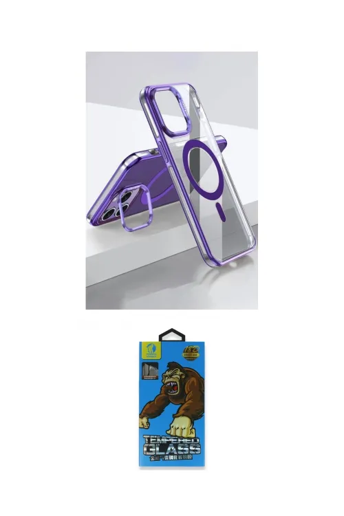 ieg™ iPhone 14 Pro Kılıf Vadi Çizgi Özel Seri - Siyah 18D Cam Ekran Koruyucu