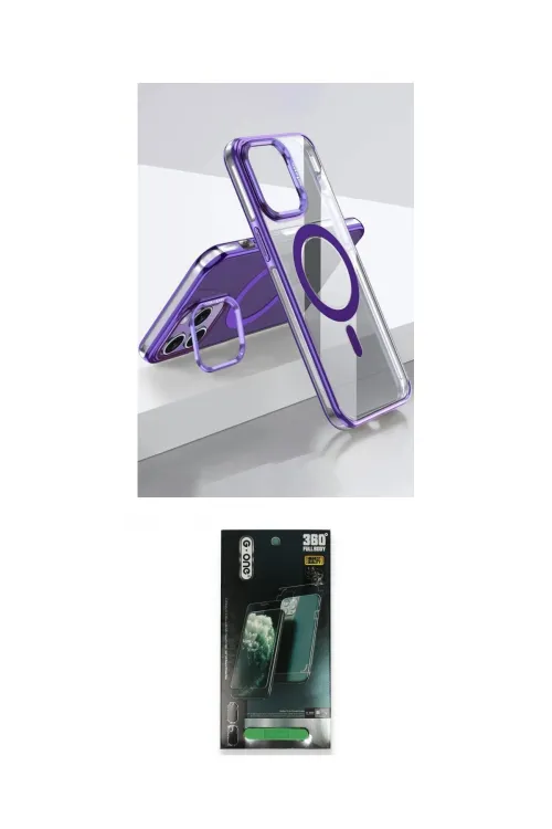 ieg™ iPhone 14 Pro Kılıf Vadi Çizgi Özel Seri - Siyah 360 Mat Full Body Arka Koruyucu