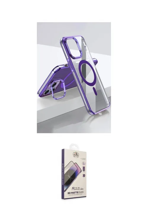 ieg™ iPhone 14 Pro Kılıf Vadi Çizgi Özel Seri - Siyah Bilvis 3D Mat Cam Ekran Koruyucu