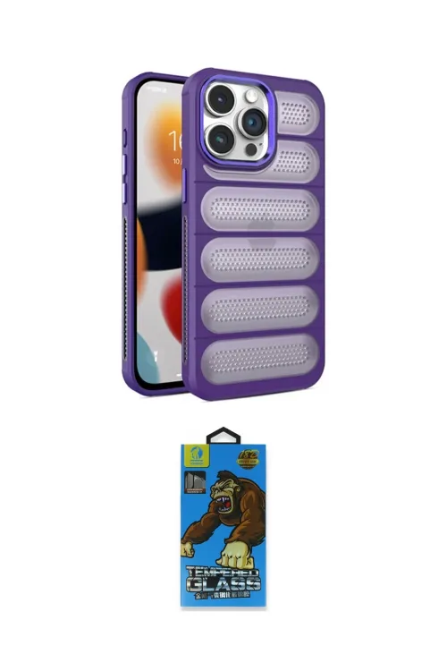 ieg™ iPhone 14 Pro Kılıf Yadigar Doku Özel Seri - Siyah 18D Cam Ekran Koruyucu