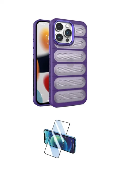 ieg™ iPhone 14 Pro Kılıf Yadigar Doku Özel Seri - Siyah 3D Antistatik Cam Ekran Koruyucu