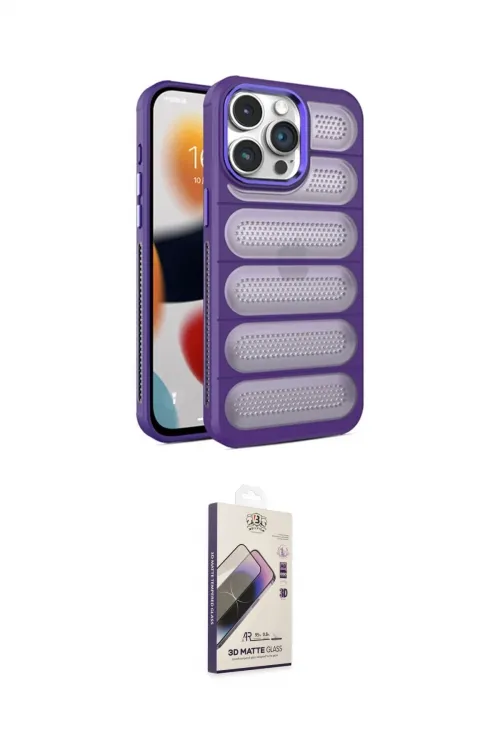 ieg™ iPhone 14 Pro Kılıf Yadigar Doku Özel Seri - Siyah Bilvis 3D Mat Cam Ekran Koruyucu