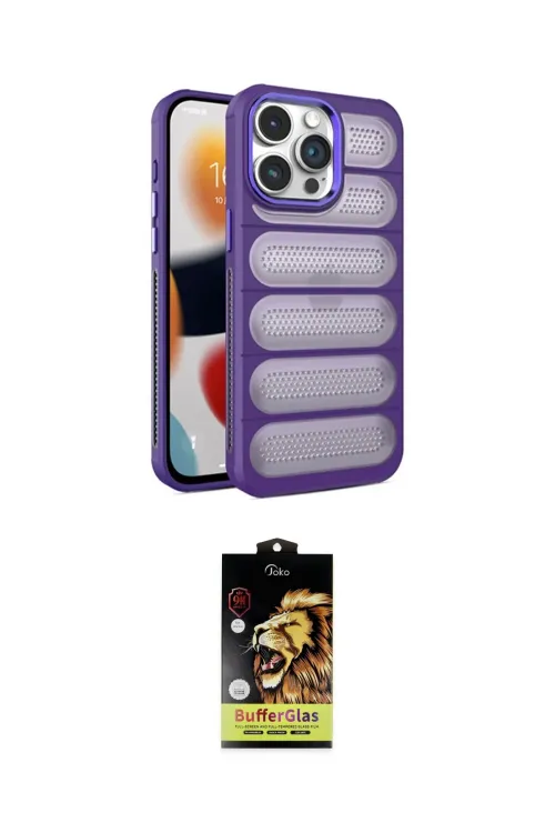 ieg™ iPhone 14 Pro Kılıf Yadigar Doku Özel Seri - Siyah Buffer Cam Ekran Koruyucu