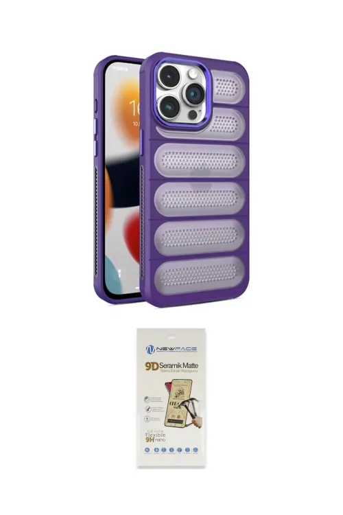 ieg™ iPhone 14 Pro Kılıf Yadigar Doku Özel Seri - Siyah Mat Seramik Nano Ekran Koruyucu