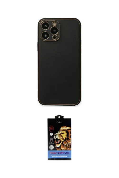 ieg™ iPhone 14 Pro Kılıf Yadigar Klasik - Siyah Buffer Hayalet Cam Ekran Koruyucu